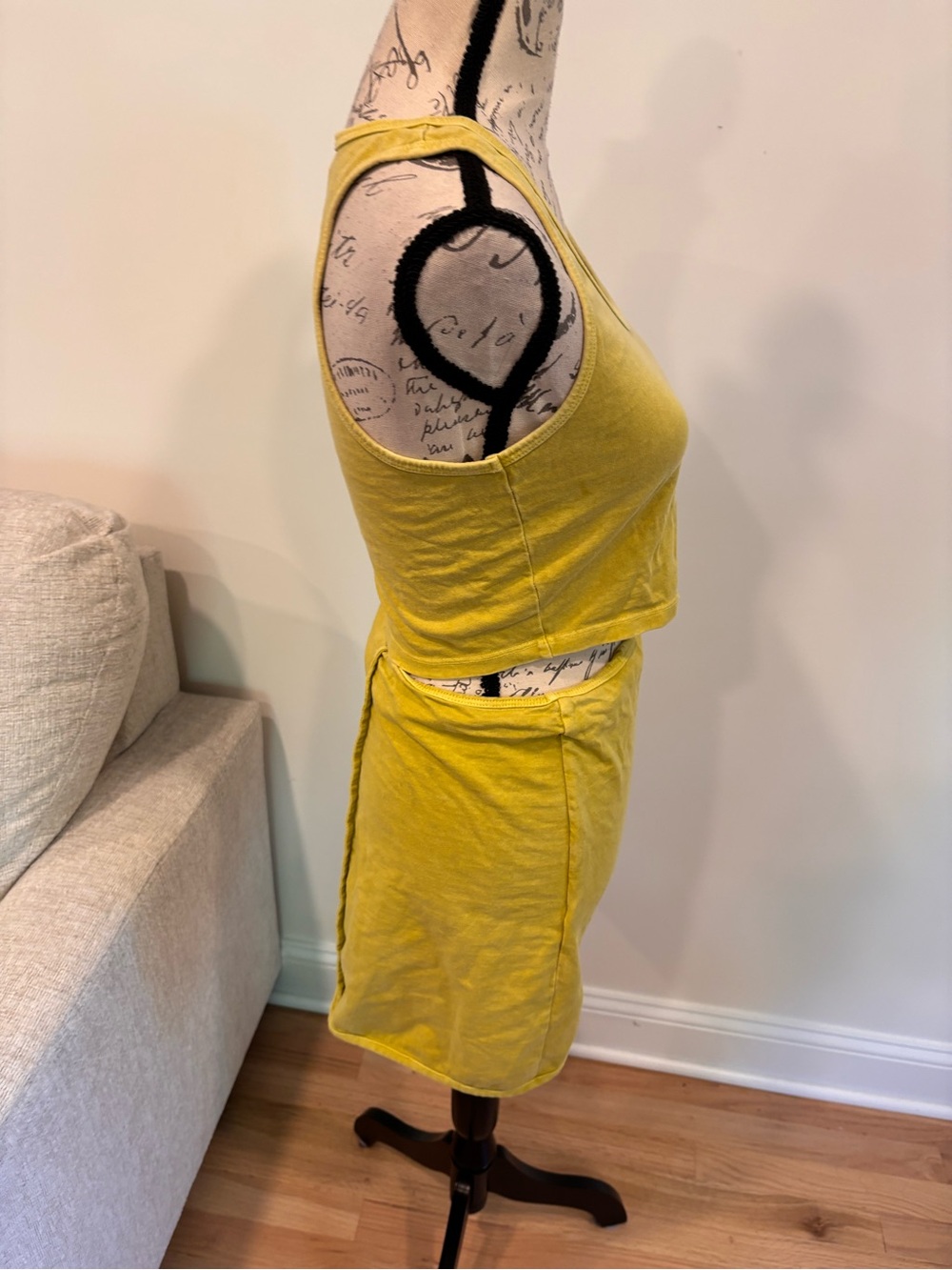 Les Tien Kerry Crop Tank & wrap skirt set in electric dijon color size XS - Picture 8 of 15